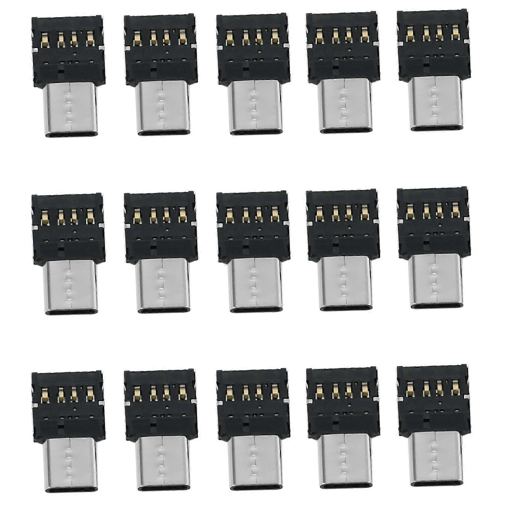 15Pcs Ultra Mini Type-C USB-C to USB 2.0 OTG Adapter for Cell Phone Tablet & USB Cable & Flash Disk
