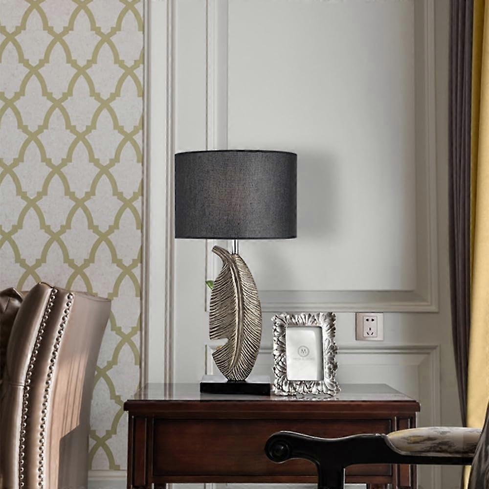 Bedside Table Lamp with LED Bulb, Elegant Resin Design, Warm Ambient Lighting for Bedroom
