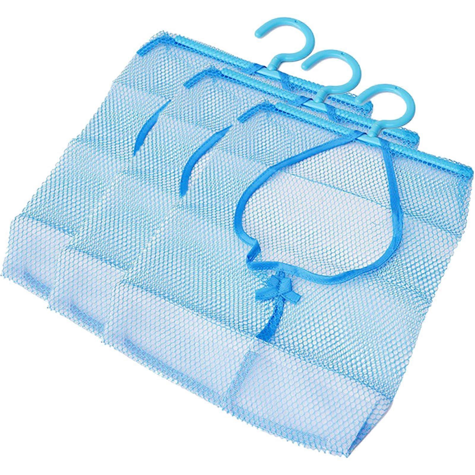 5 Pack Mesh Shower Caddy with Hooks, Quick Dry MultiPocket Bathroom Organizer for Travel, Gym, Dorms  Blue