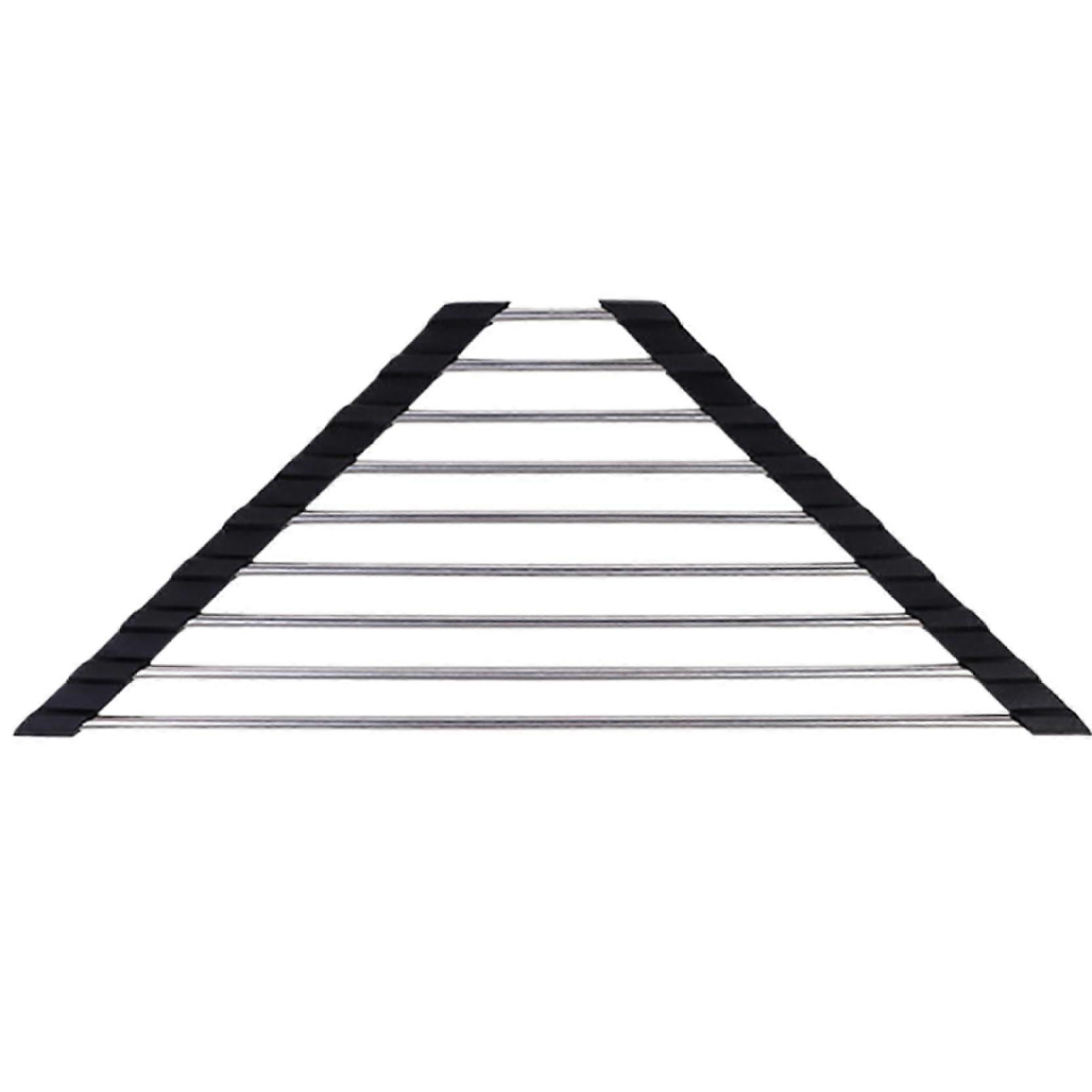 Over the Sink Dish Drying Rack Stainless Steel Roll Up Corner Design with AntiSlip HeatResistant Surface