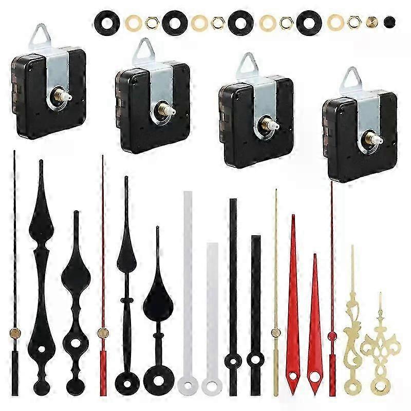 4 Pieces Quartz Diy Wall Clock Movement Mechanism Battery Operated Clock Motor Kit With 6 Sets Of Hands (13 Mm)