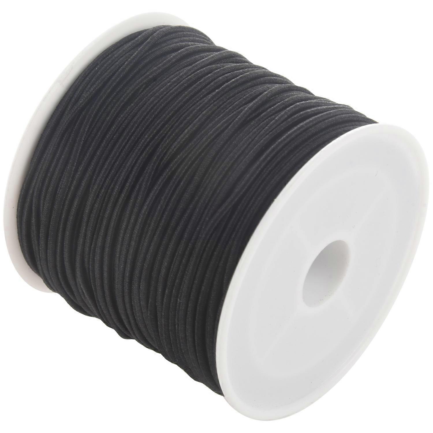 1 Roll 24m Long Black Round Elastic Beading Thread Cord 1mm