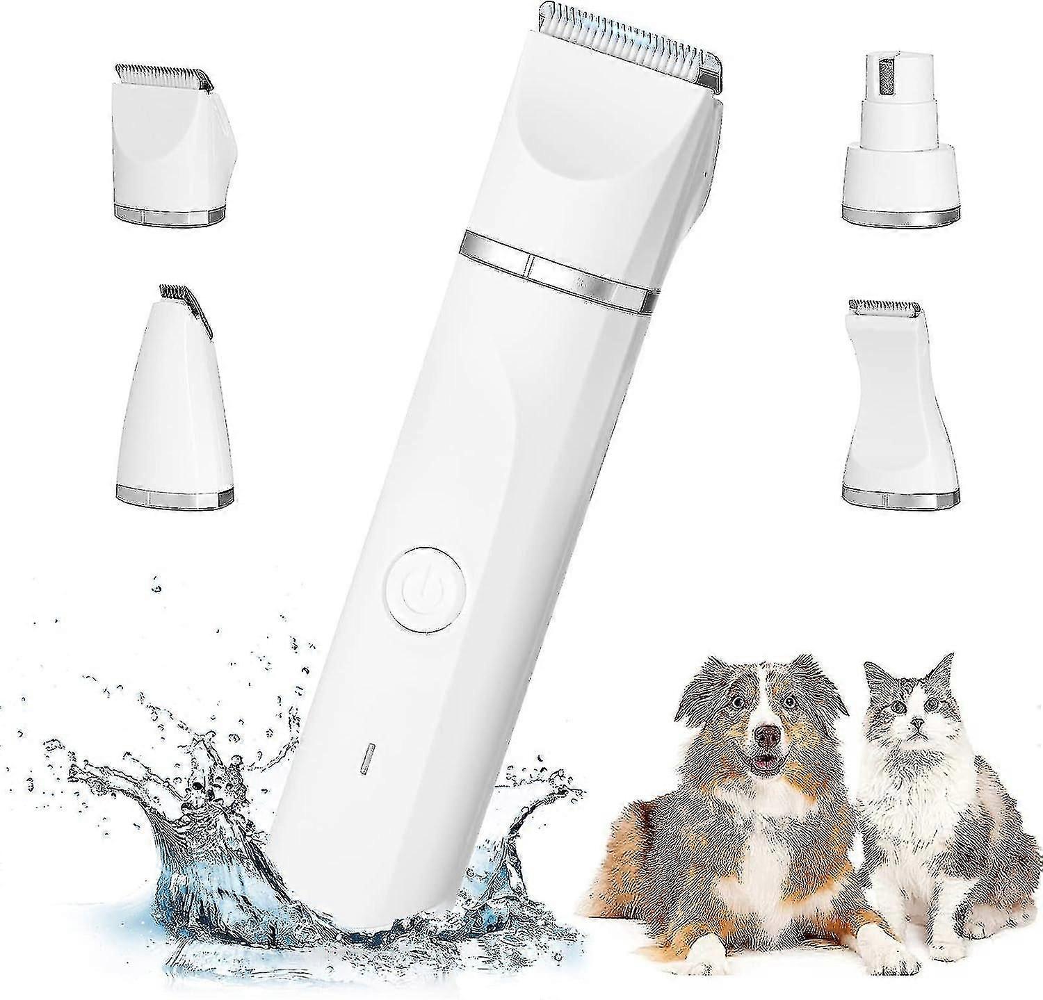 4 في 1 المهنية الكلب المقص : هادئة الكلب كليبرز Ipx7 للماء ، لاسلكي الحيوانات الأليفة الاستمالة مربية مع كابل USB قابلة للشحن للقطط والحيوانات الأليفة الأخرى
