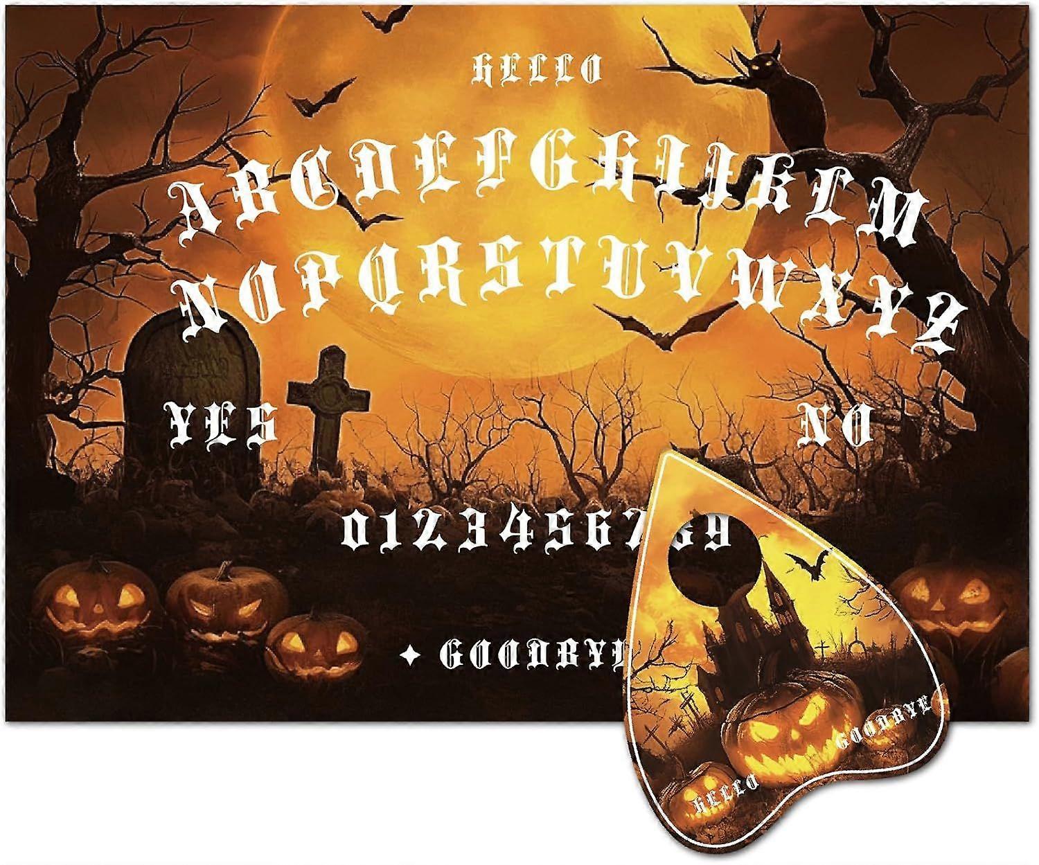 Pendulum Divination Board Spirit Board Planchette Wooden Rectangle Bat Pumpkin Moon Castle Heart Hunt Metaphysical Talking Message Planchette for Paga