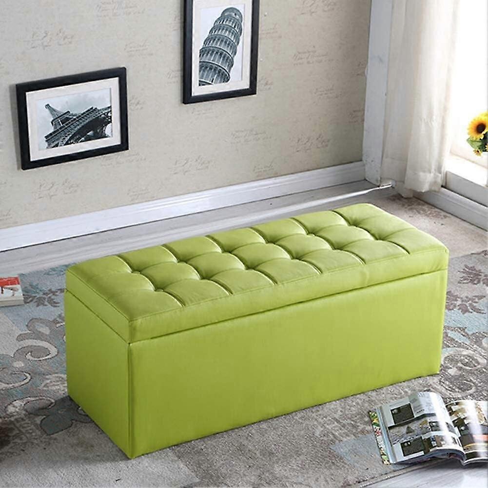 Storage Ottoman Footstool Light Green Rectangular Bench with DualPurpose Storage for Bedroom