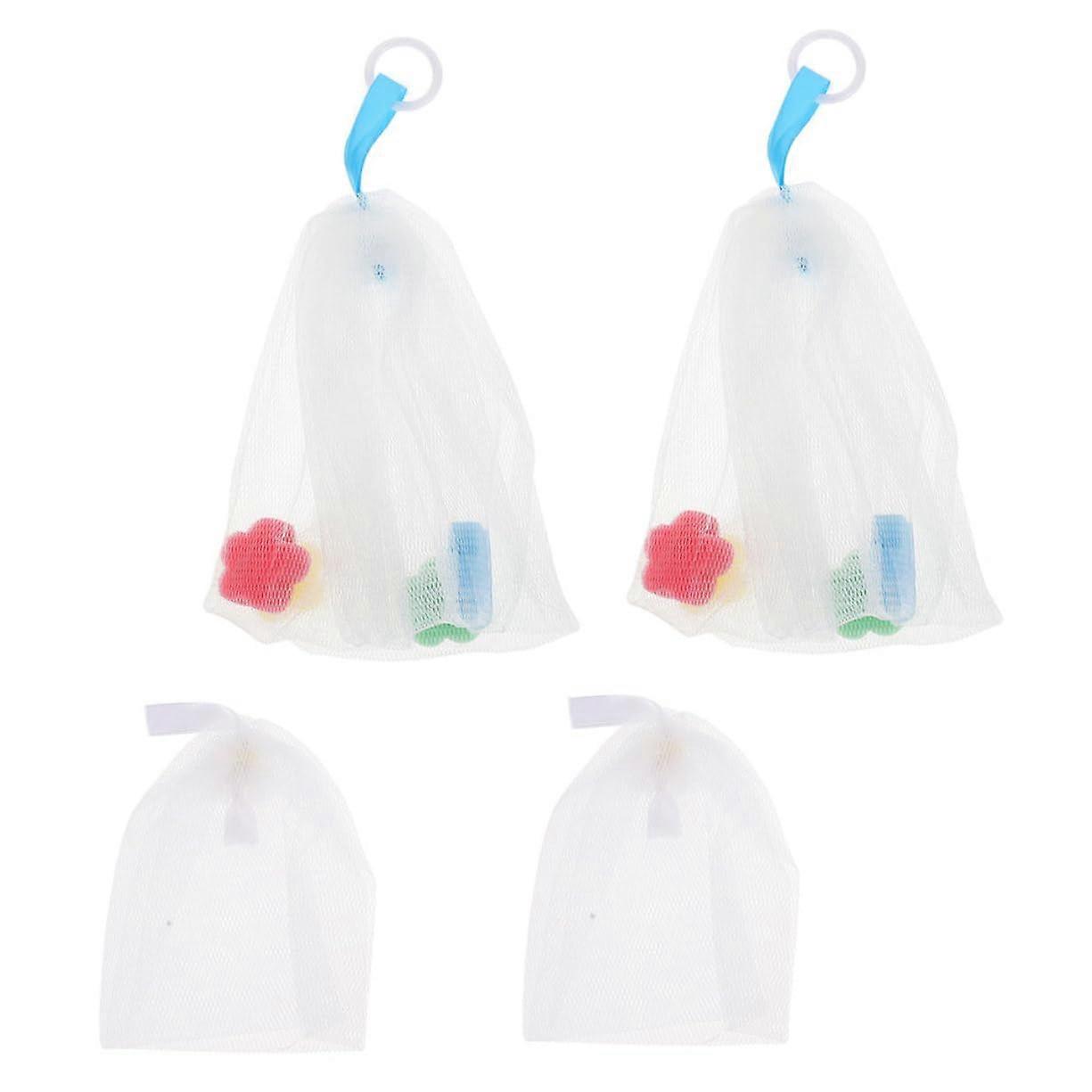 4pcs Mesh Soap Saver Bag for Rich Foam and Gentle Exfoliation with Hanging Loop for Facial and Handmade Soap