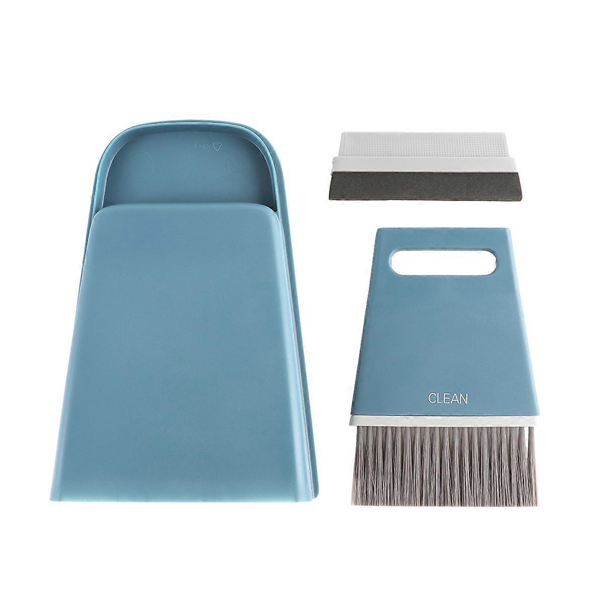 Household Broom and Dustpan for Home Use Desktop Cleaning Set Navy Blue