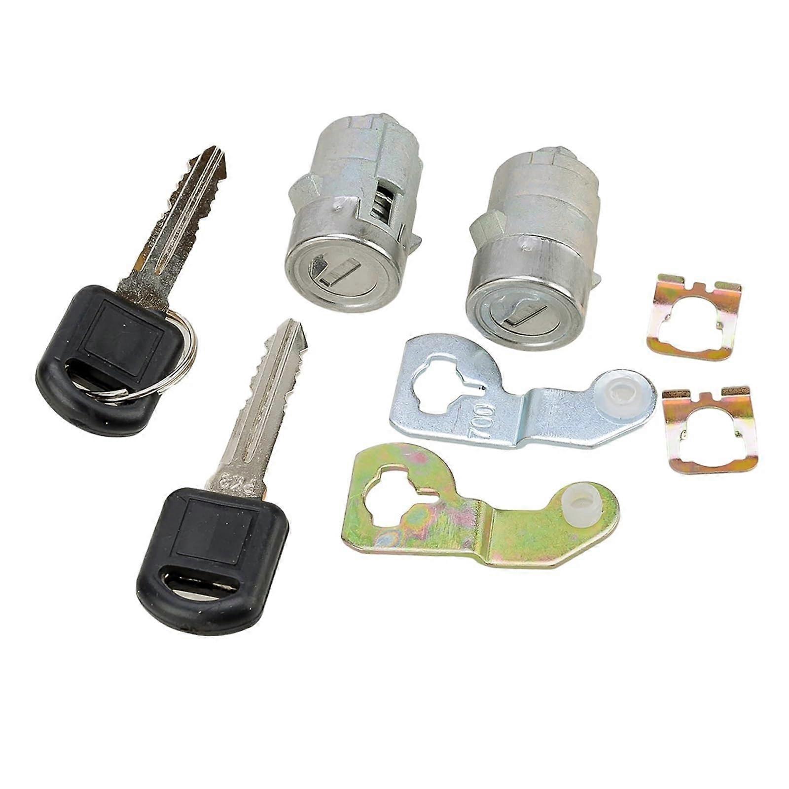 Car Door Lock Cylinder Set with 2 Keys Front Left and Right Replacement for Cadillac Chevrolet