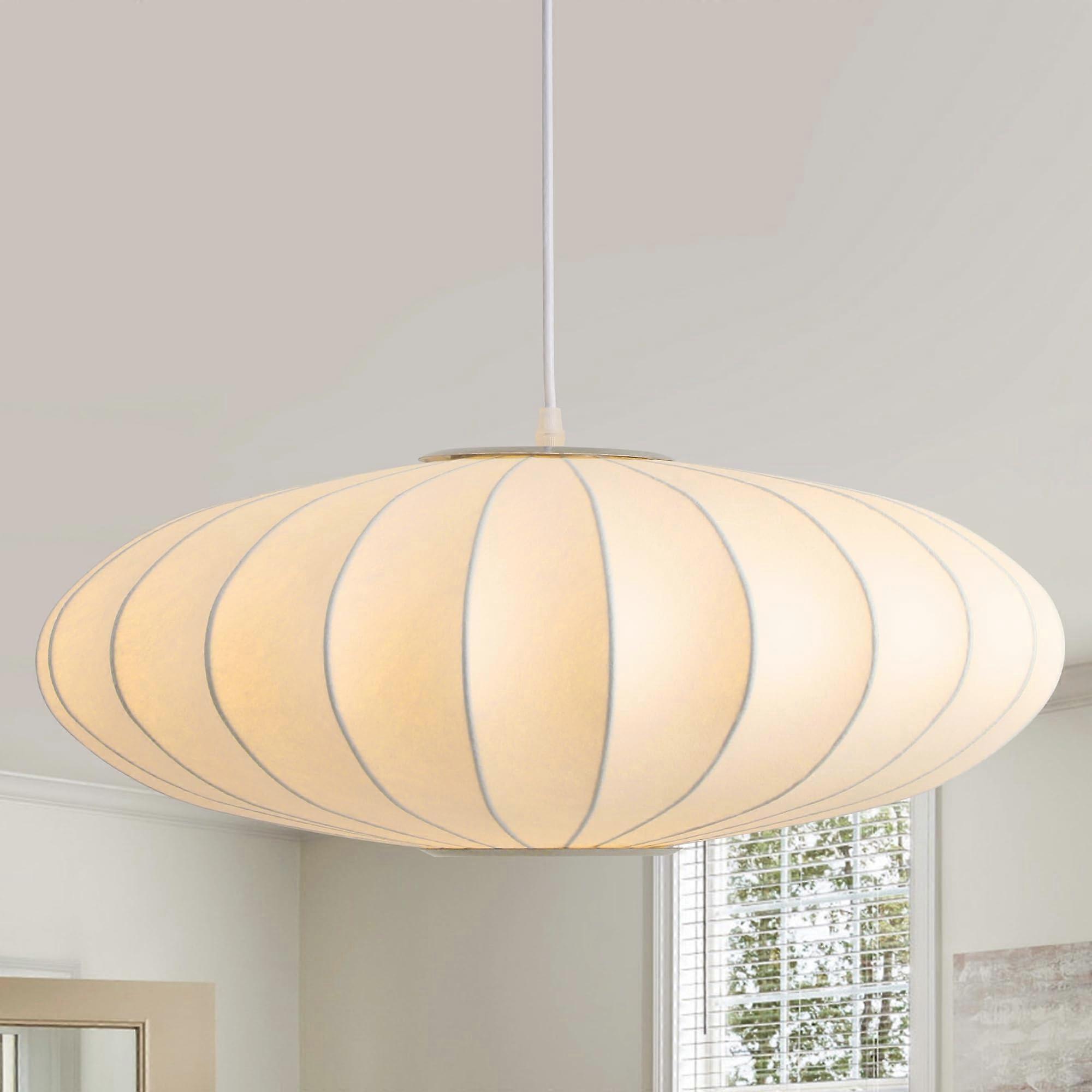 Large White Lantern Pendant Light 23.6 inch, Bubble Design, Adjustable Height for Dining Room
