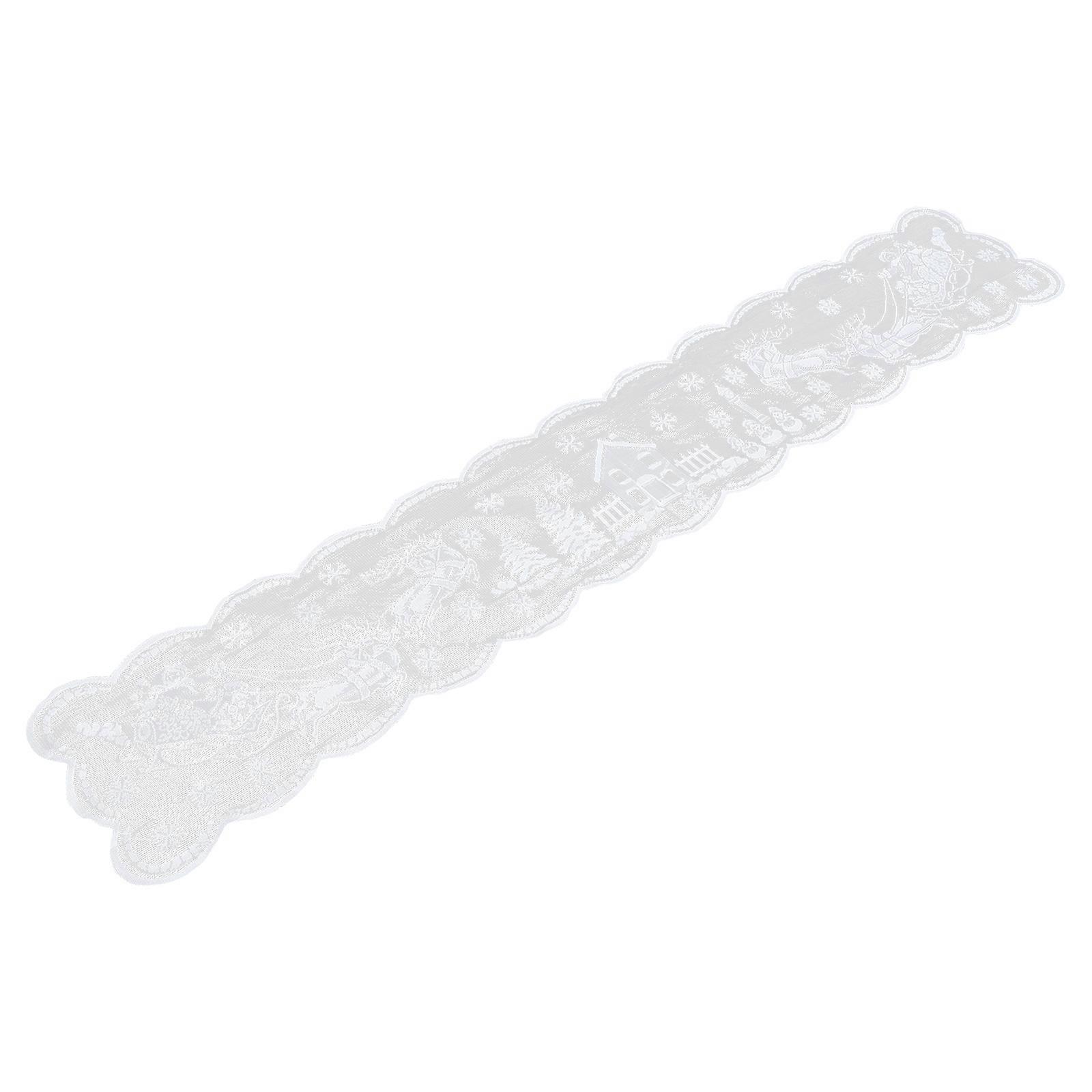 Christmas Table Runner for Home Use 2Pcs White Lace Tablecloth