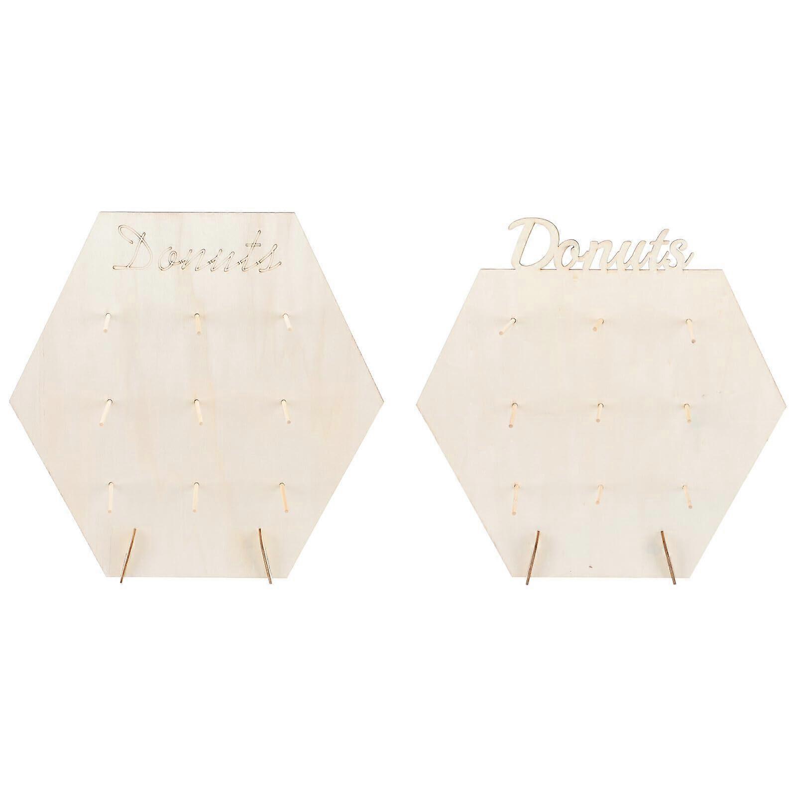 Wooden Donut Stand Set with Elegant Display, Reusable Rack for Weddings, Parties and Events