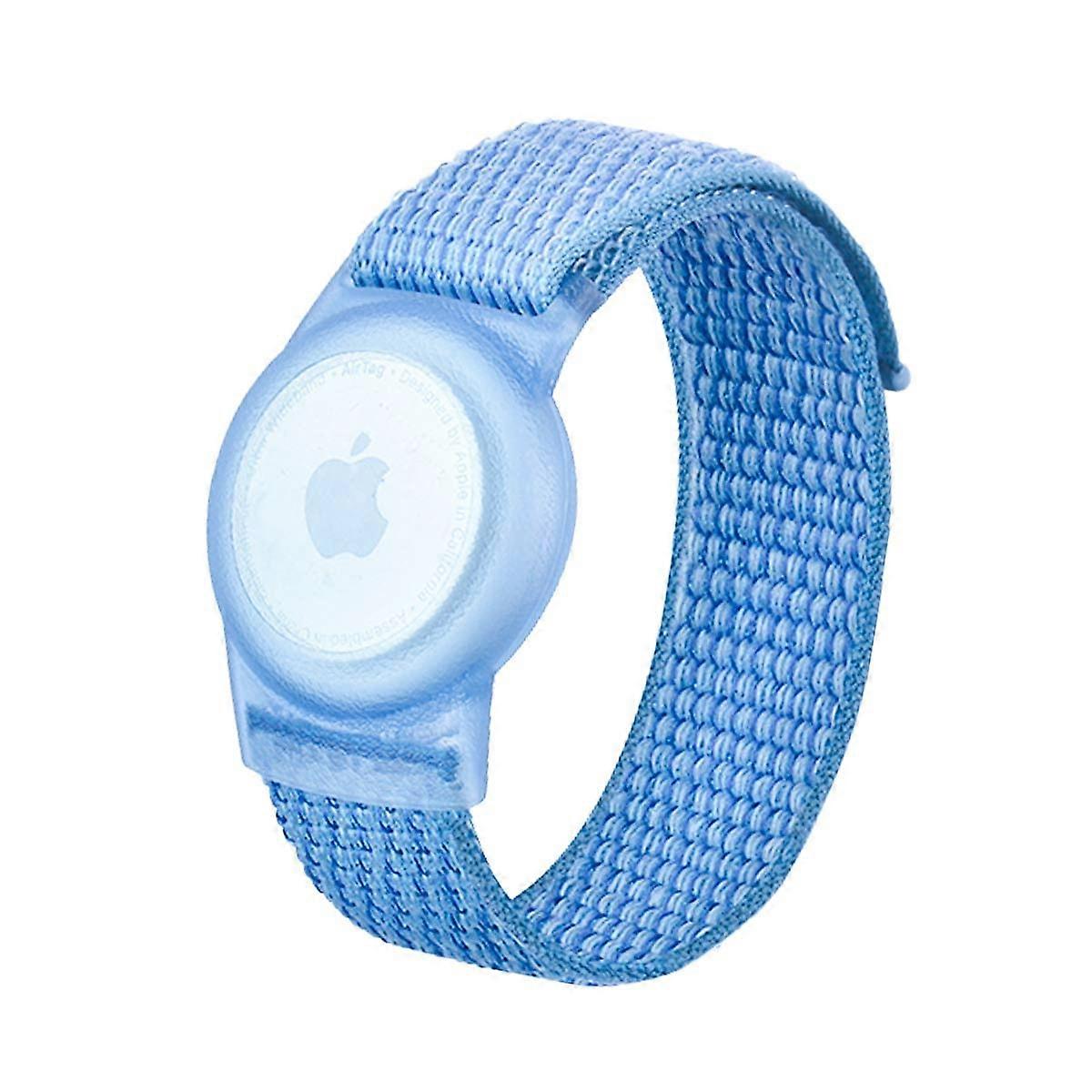 Bracelet for AirTag for Kids Adjustable Soft Nylon Wristband with Secure Lock Holder Blue