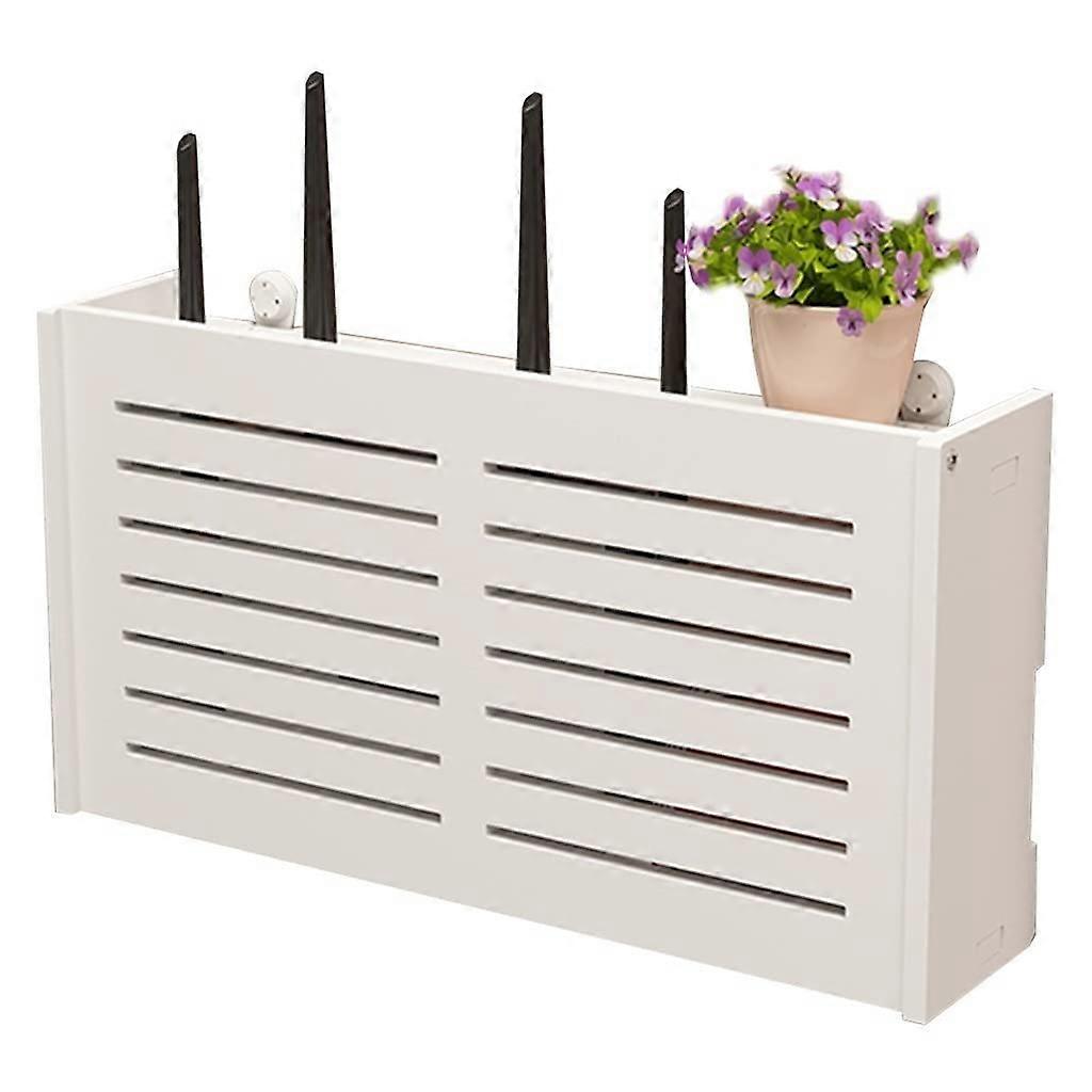 Wall Mounted Floating Shelf with Cable Management for WiFi Router Storage Box 38x20cm