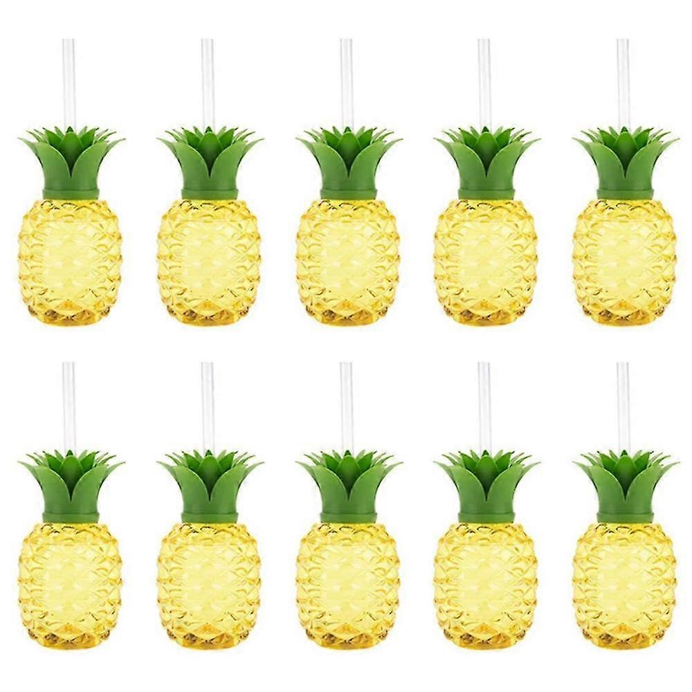 Tropical Pineapple Design Plastic Party Cup with Lid and Straw