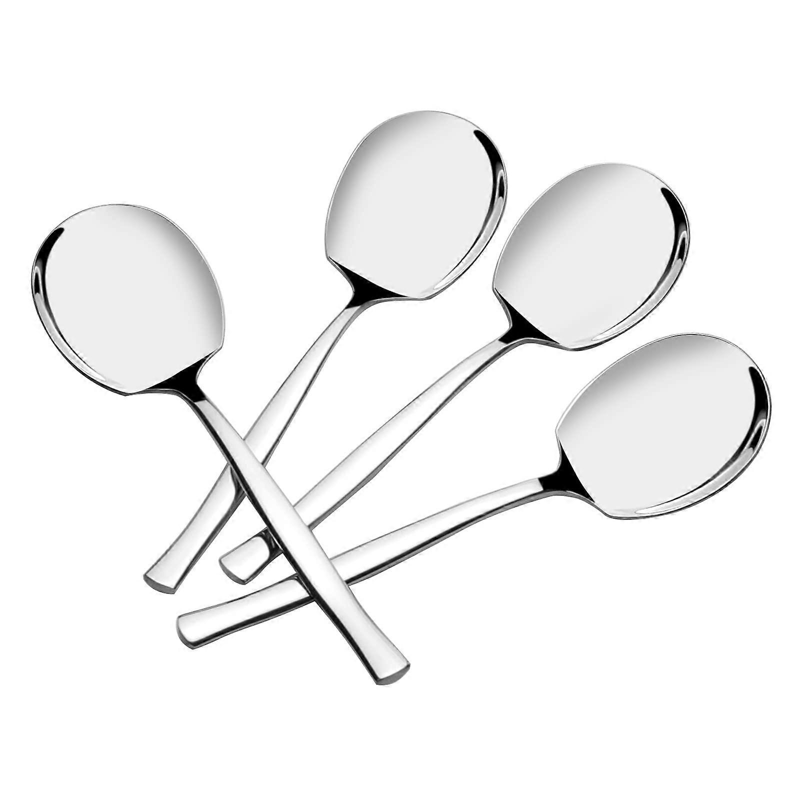 4 Piece Stainless Steel Buffet Serving Spoons 8.5 Inch with Ergonomic Handle and Wide Bowl