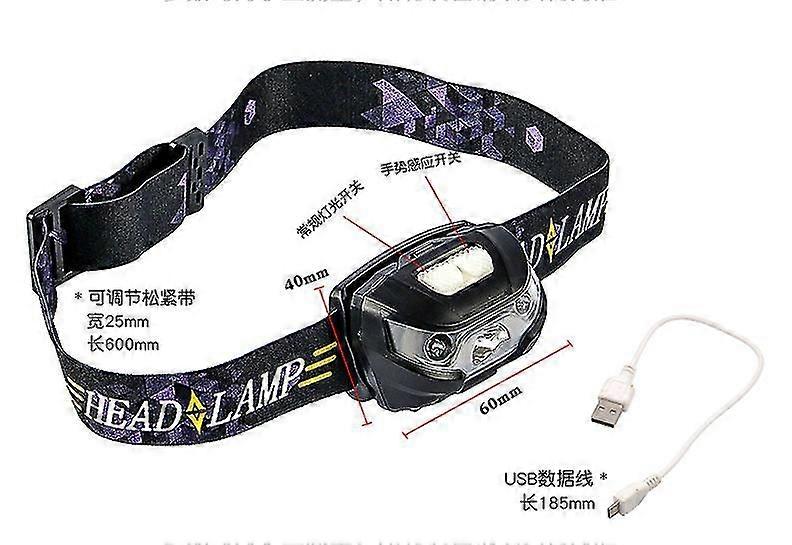 60000LM LED HeadLamp Motion Sensor USB Rechargeable Flashlight Headlight 5 Modes