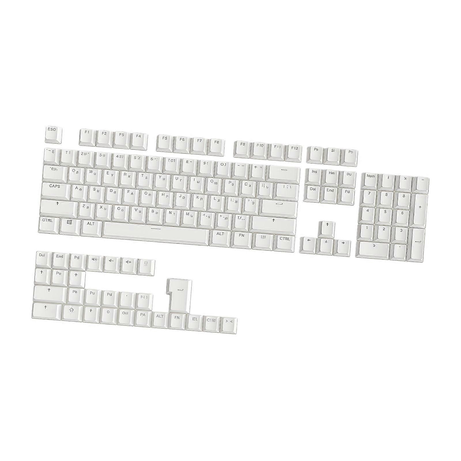 104Keys ABS Keycaps Russian Backlit Keycap OEM Profile for Mechanical Keyboards with Translucent Layer  White