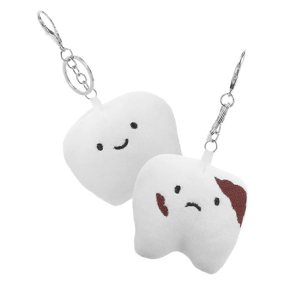 Tooth Keychains Fluffy Plush Keychain for Hanging 2Pcs Bag Decor