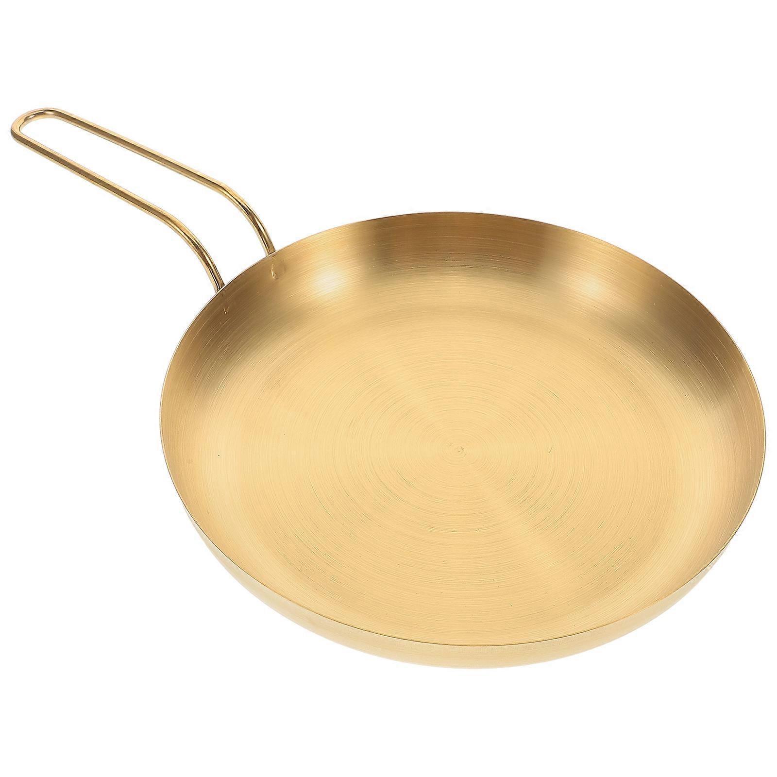 Stainless Steel Gold Dinner Plates for Serving with Handle