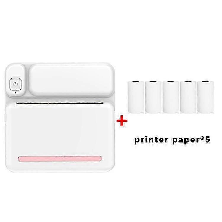 2025 C19 200DPI Student Homework Printer Bluetooth Inkless Pocket Printer Pink Printer Paper x 5