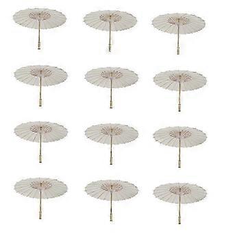 12PCS Paper Parasol Beach Umbrella White DIY Umbrella Photography Props for Baby Shower Partys Wedding 60cm/23.6inch