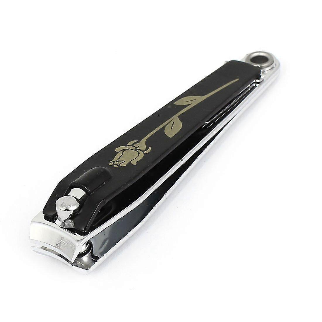 Nail Clipper with Rose Pattern Stainless Steel Durable Blades Ergonomic Grip Keychain Attachment