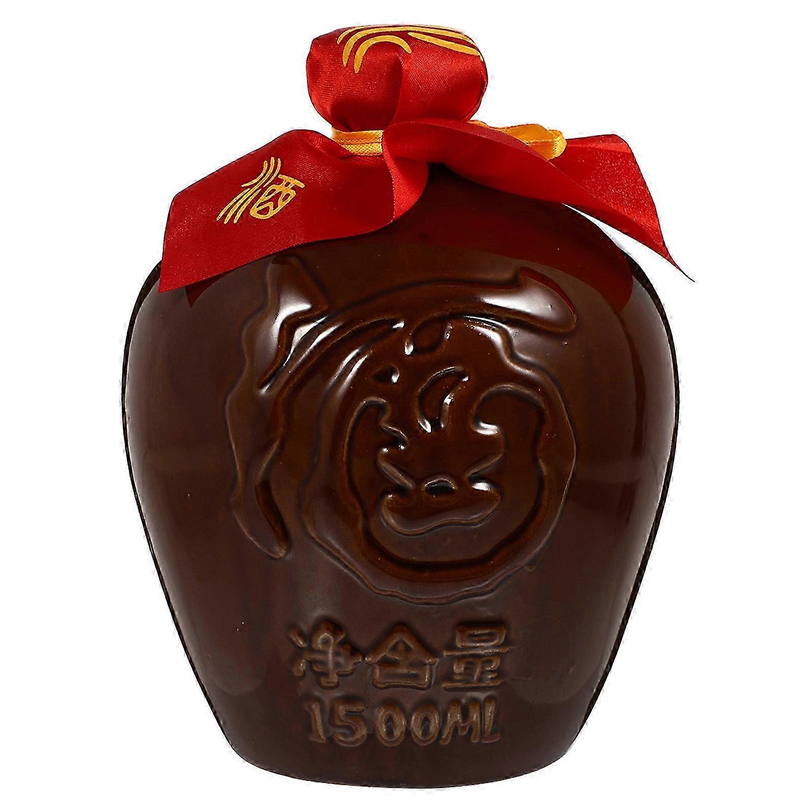 Brown Ceramic Jar Sealed Storage for Drinks HighEnd Holder 0.75L