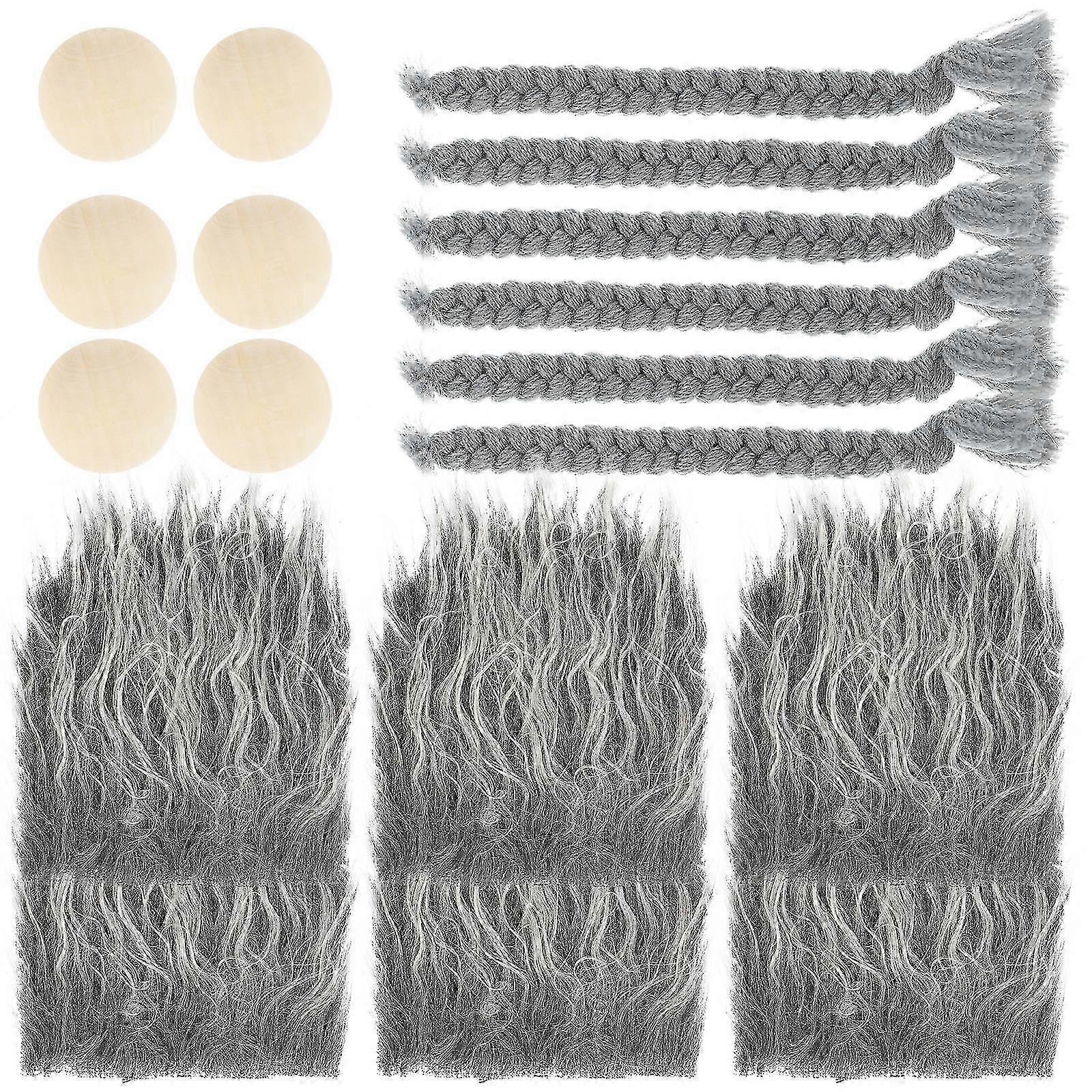 Fake Gnome Beards Gnome Beard for DIY Crafting 5Sets Grey Handcraft Material
