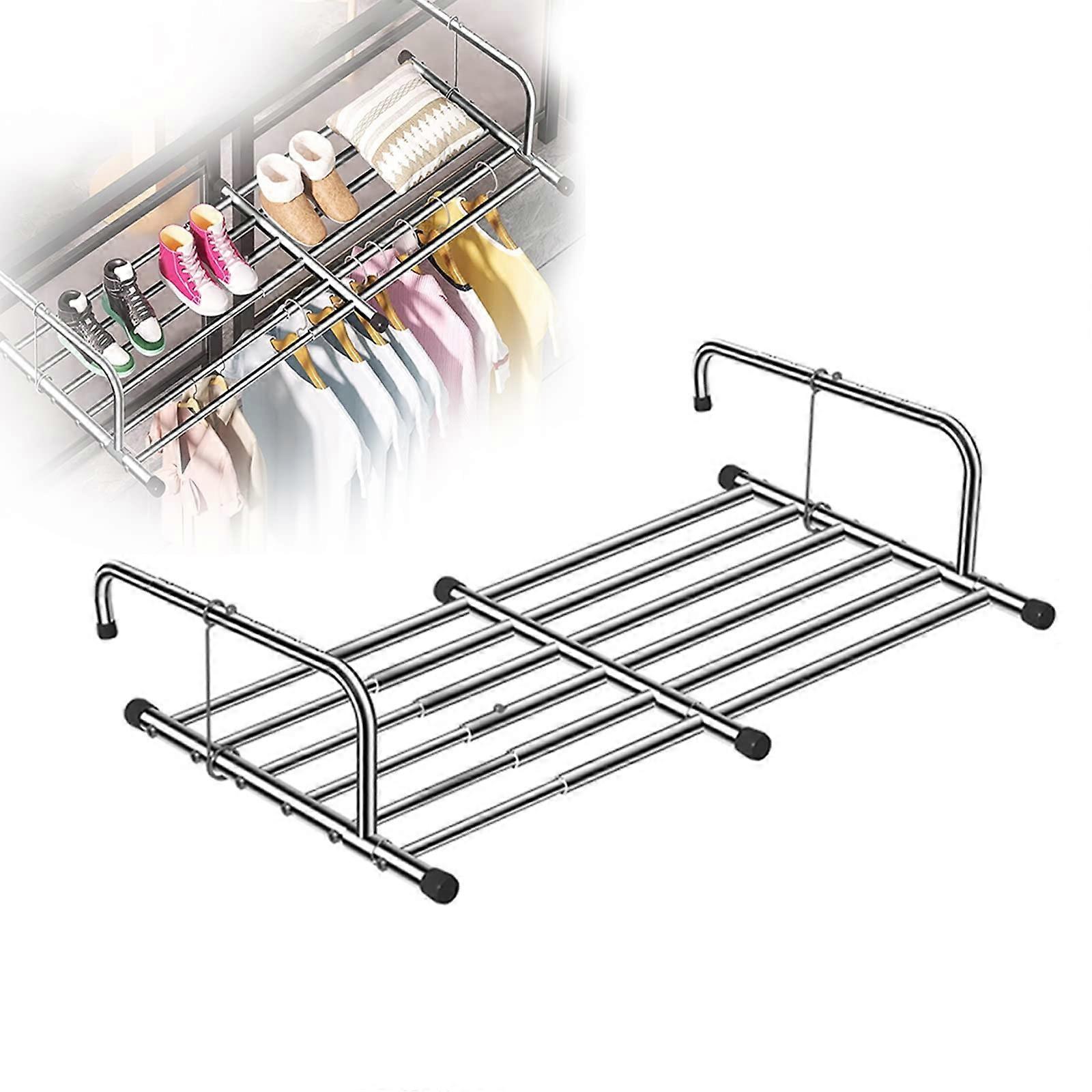 Foldable Stainless Steel Clothes Drying Rack, Wall Mounted Adjustable Laundry Hanger for Balcony