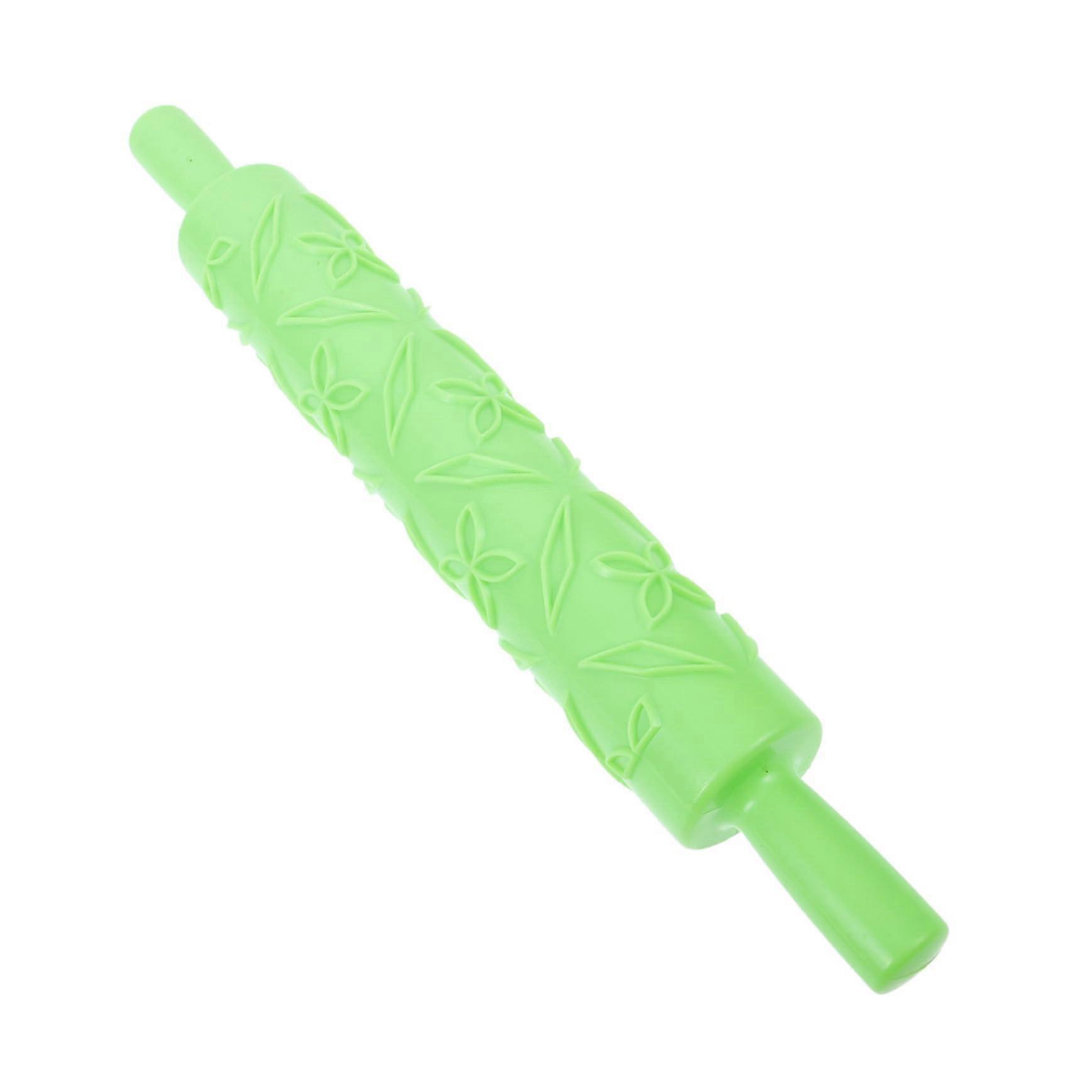 Embossed Plastic Rolling Pin Nonstick Patterned for Fondant Pastry Sugar Paste Cookie Cake Decorating