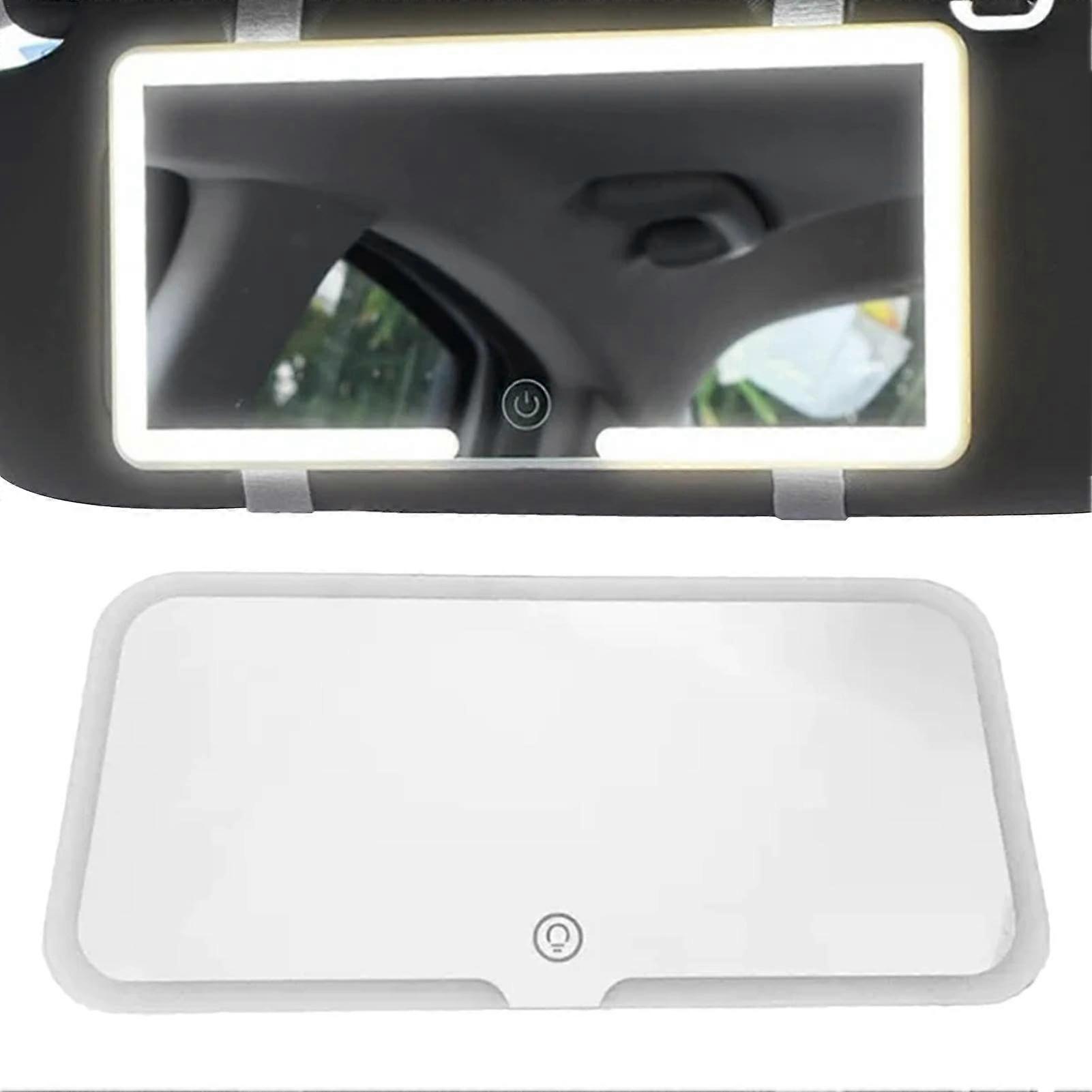 Car Vanity Mirror with Rechargeable LED, Touch Control Dimming, 3 Light Modes for Sun Visor
