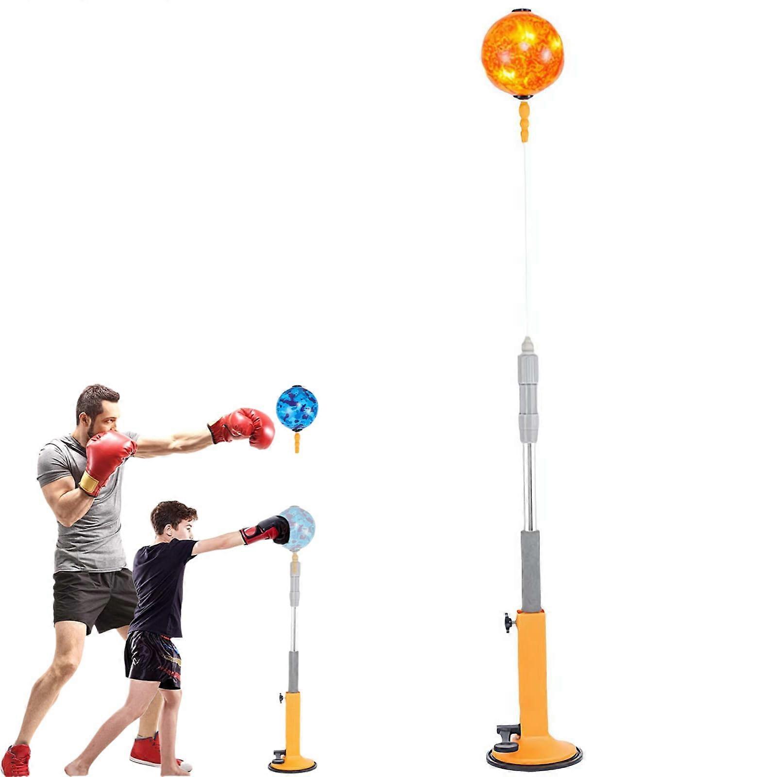 Height Adjustable Punching Bag with Stand, 360° Reflex Boxing Training Bag, PU Leather, Orange