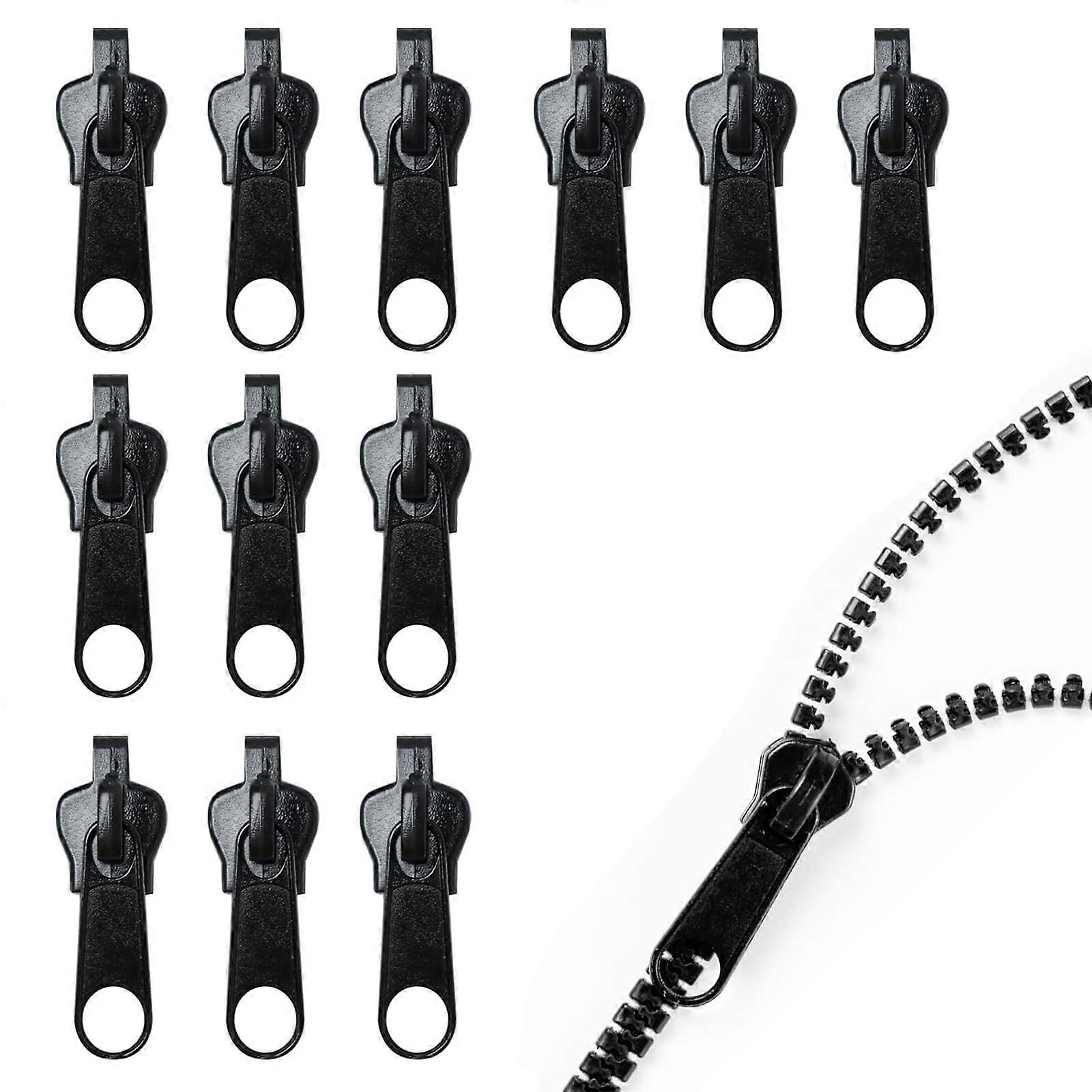 Zipper  Kit 12 PCS Universal Pull Replacement NoSew MultiSize for Luggage Jackets Backpacks