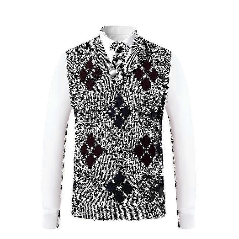 Herr Cashmere Pullover Wool Blend Ärmlös stickad V-ringad tröja