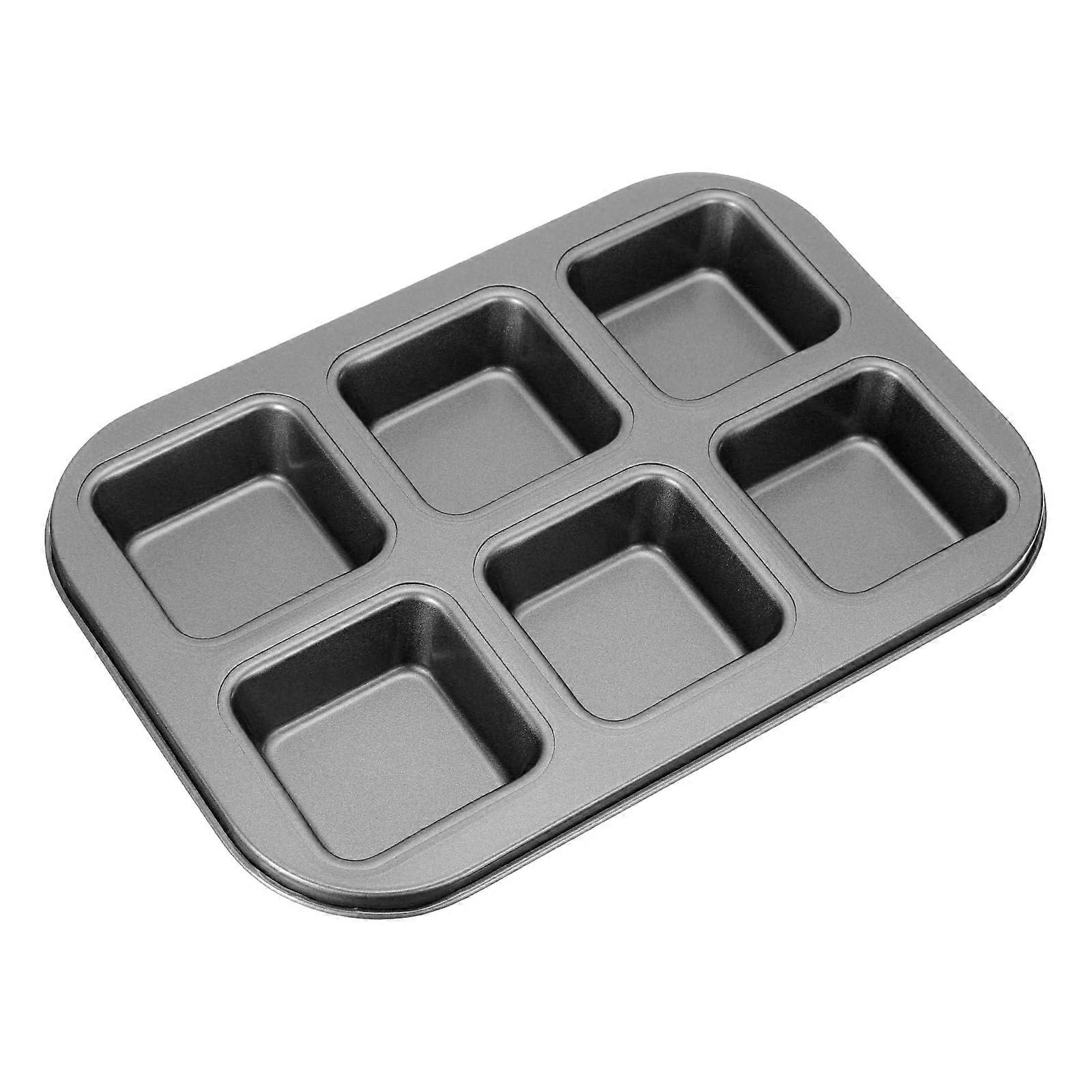 6 Cup Nonstick Square Muffin Pan Carbon Steel Baking Tray for Cupcakes Bread Cornbread