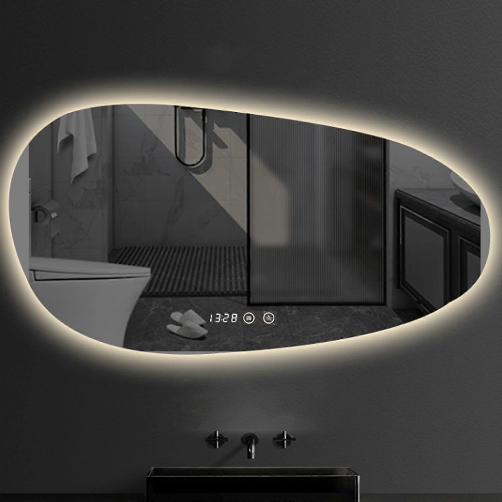 LED Bathroom Mirror with AntiFog, Touch Control, Backlit, Time & Temp, 3Color Dimmable 60x80cm