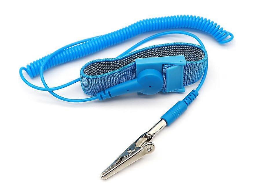 Anti Static Wrist Strap Adjustable Stainless Steel for Electronics  with Grounding Cord Blue