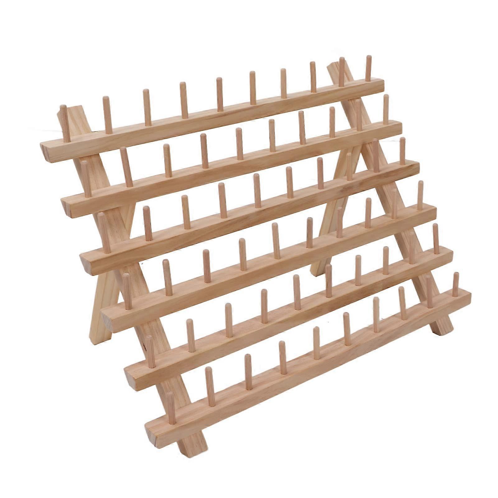 Wooden Thread Organizer 60 Spool Beech Wood Foldable Rack for Sewing Thread Storage
