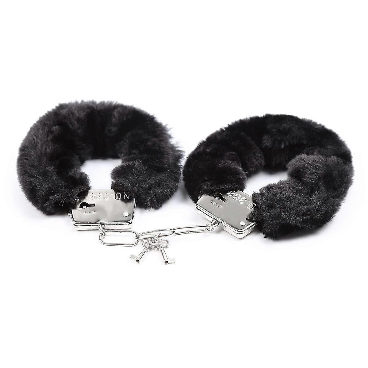 Fuzzy Handcuffs for Couples with Soft Plush Padding, Adjustable Fit, Includes Two Keys