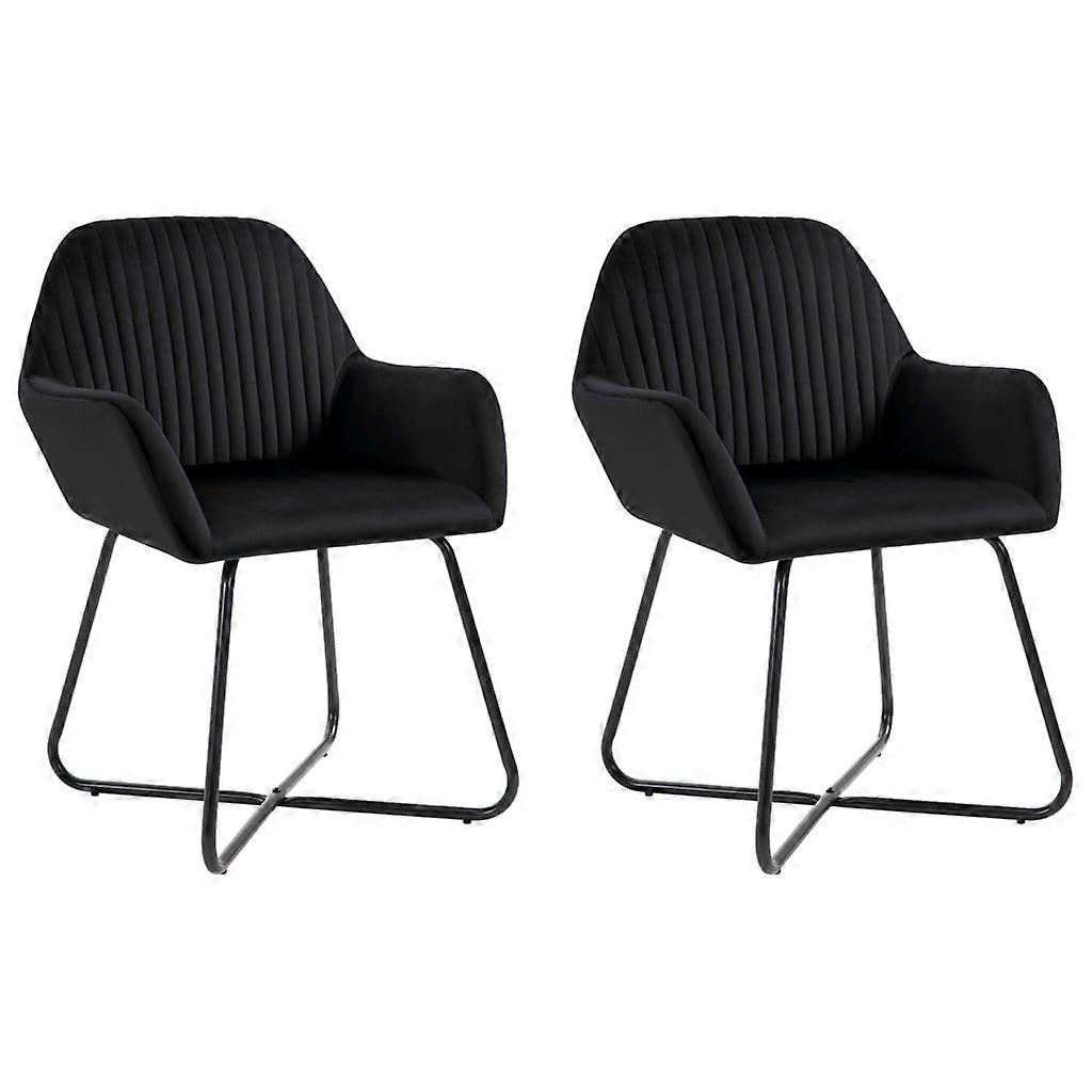 2 Pcs Black Velvet Dining Chairs