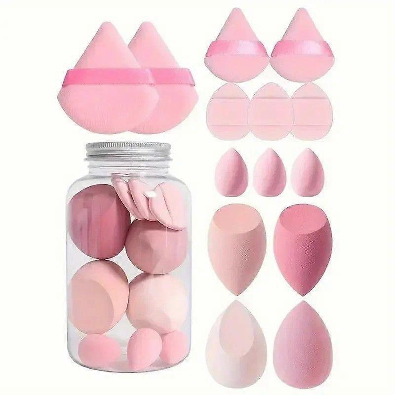 14pcs Makeup Sponge Set with Storage Jar Mini Powder Puff Air Cushion