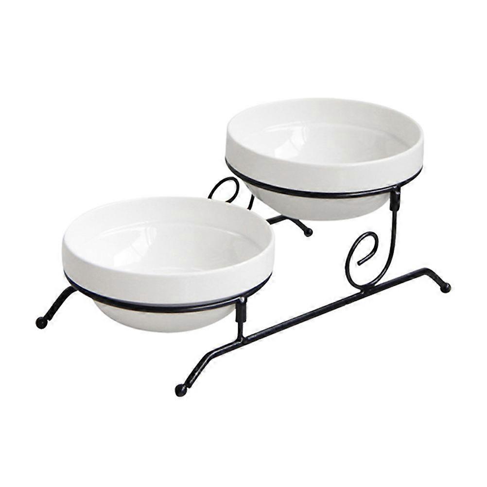 Double Layer Cake Stand Cake Display Stand for Fruit Snack 1Pcs Black Ceramic