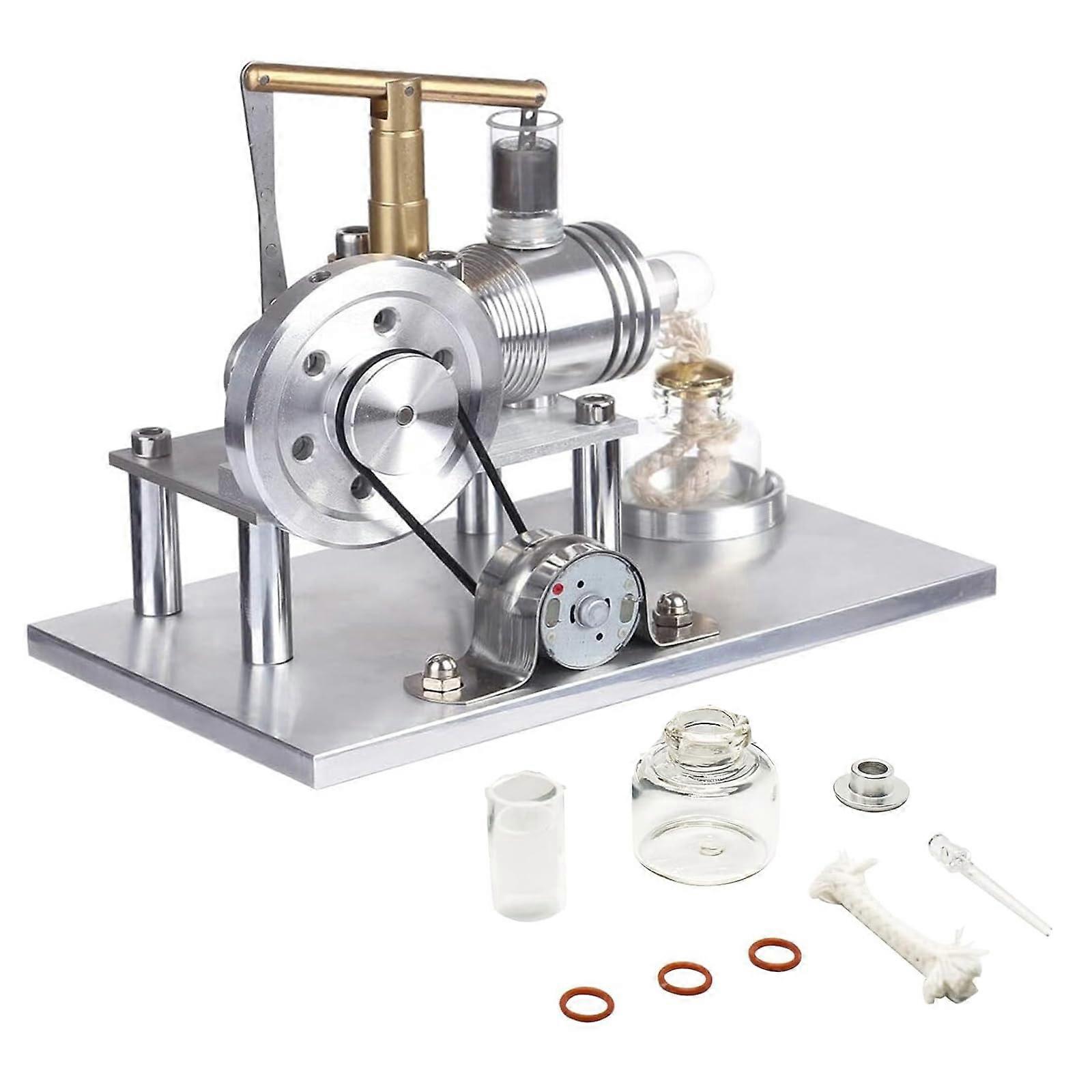 Stirling Engine Model Alpha Kit Educational Physics Experiment Hot Air Generator with Precision Metal Build
