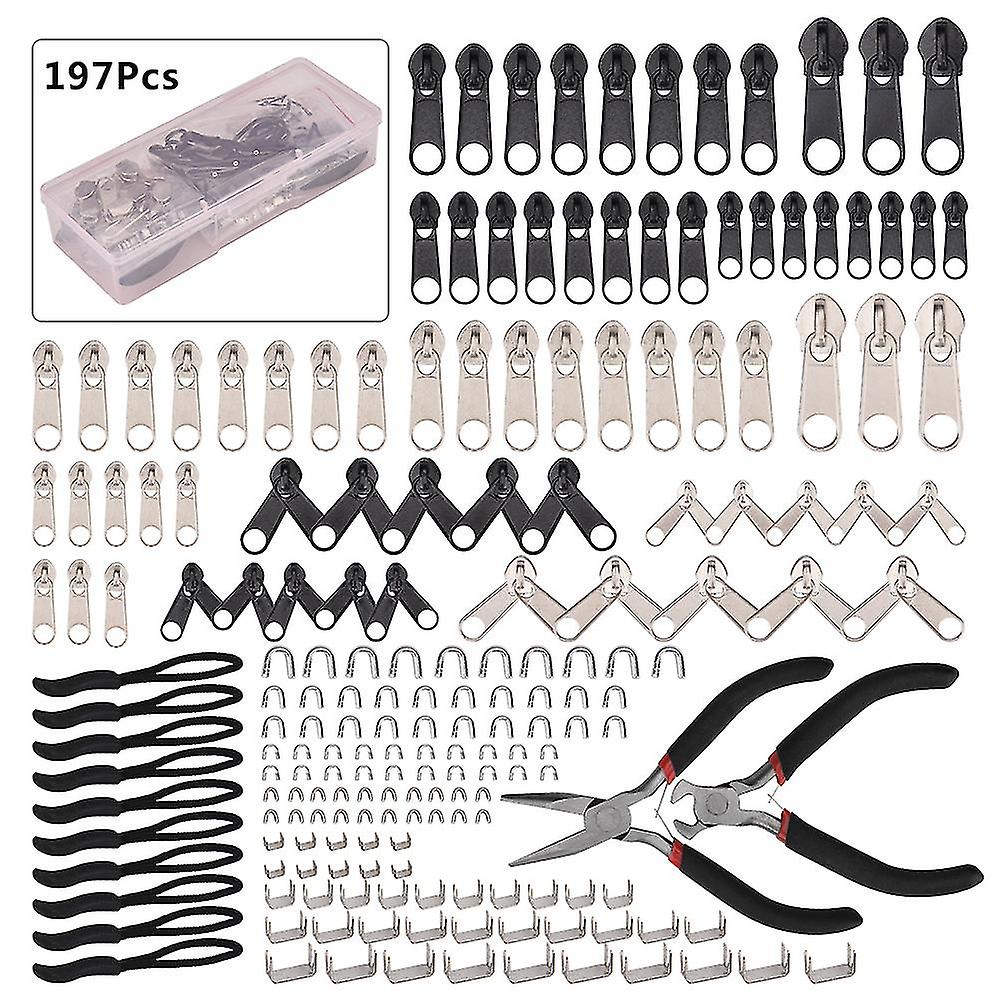 Zipper Repair Kit With Replacement Zippers197pcs