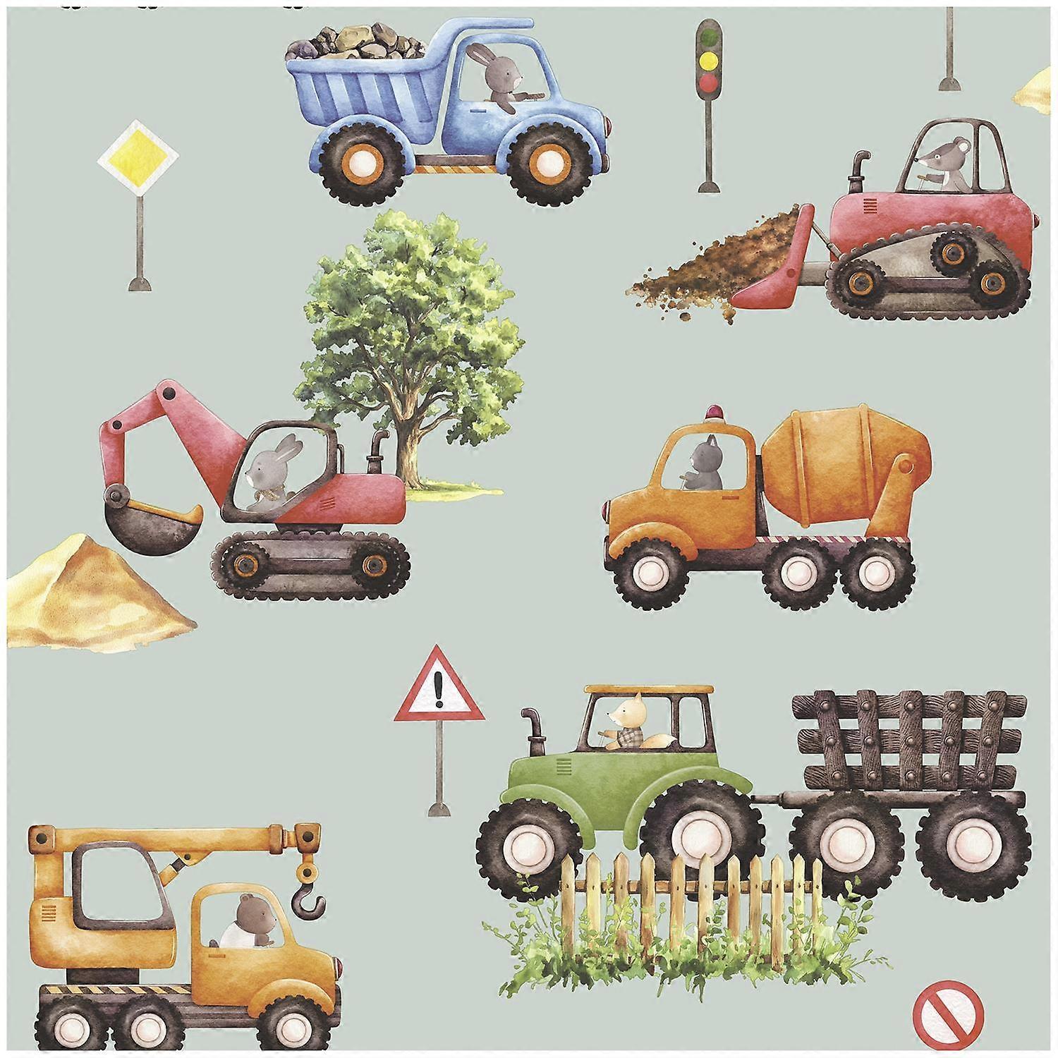Mint Kids Tractor Wallpaper