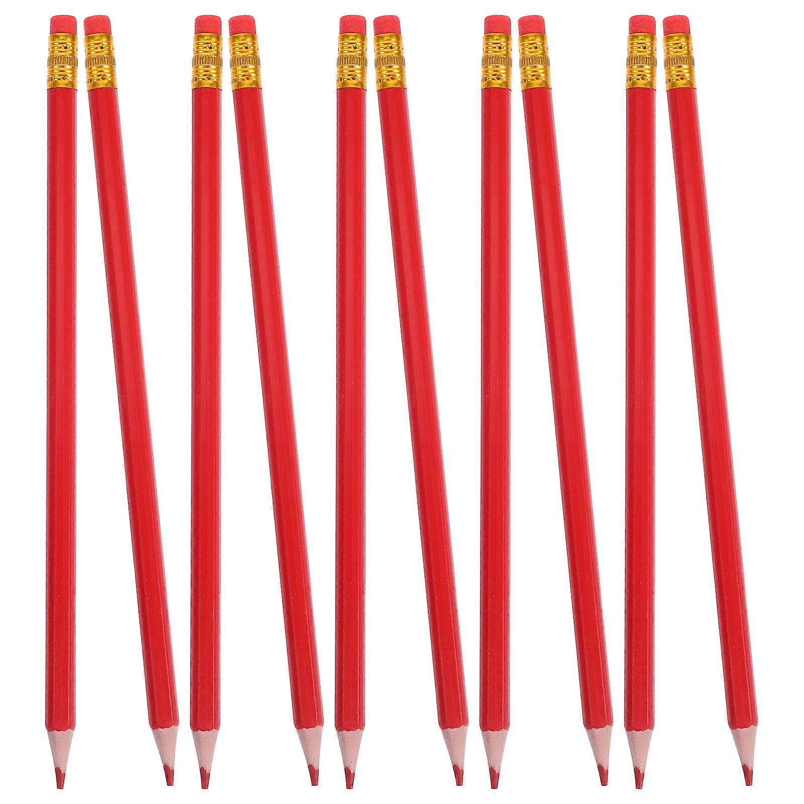 Red Pencils Erasable for Drafting 12Pcs with Erasers