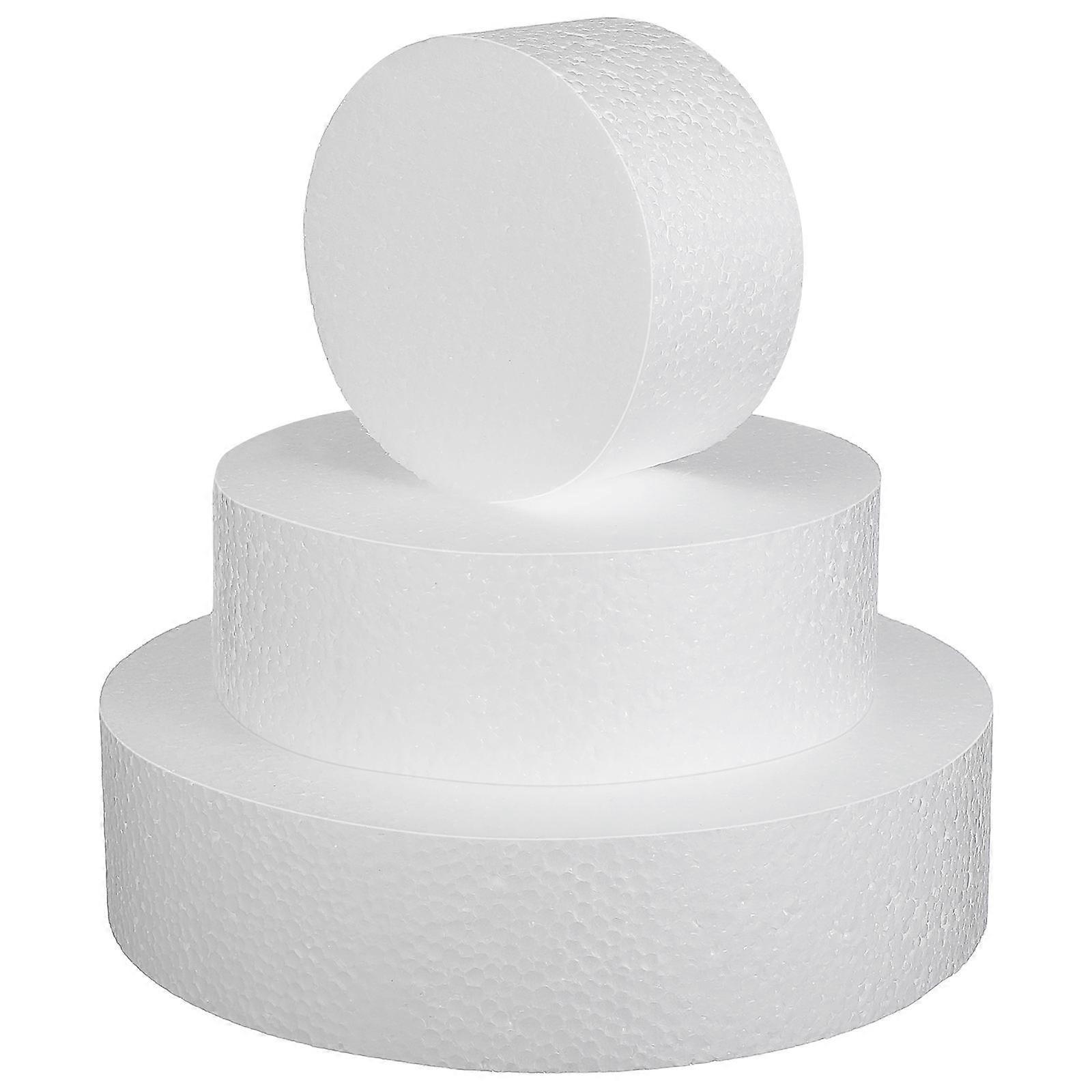 Egg Cake Models Foam Cake Dummy for Baking Practice 3Pcs White Round Cakes
