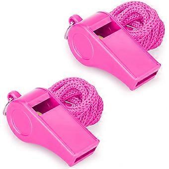 Loud Sports Whistle with Lanyard  High-Pitched Pink Plastic Whistles for Coaches, Outdoor Safety, Dog Training, Party Favors