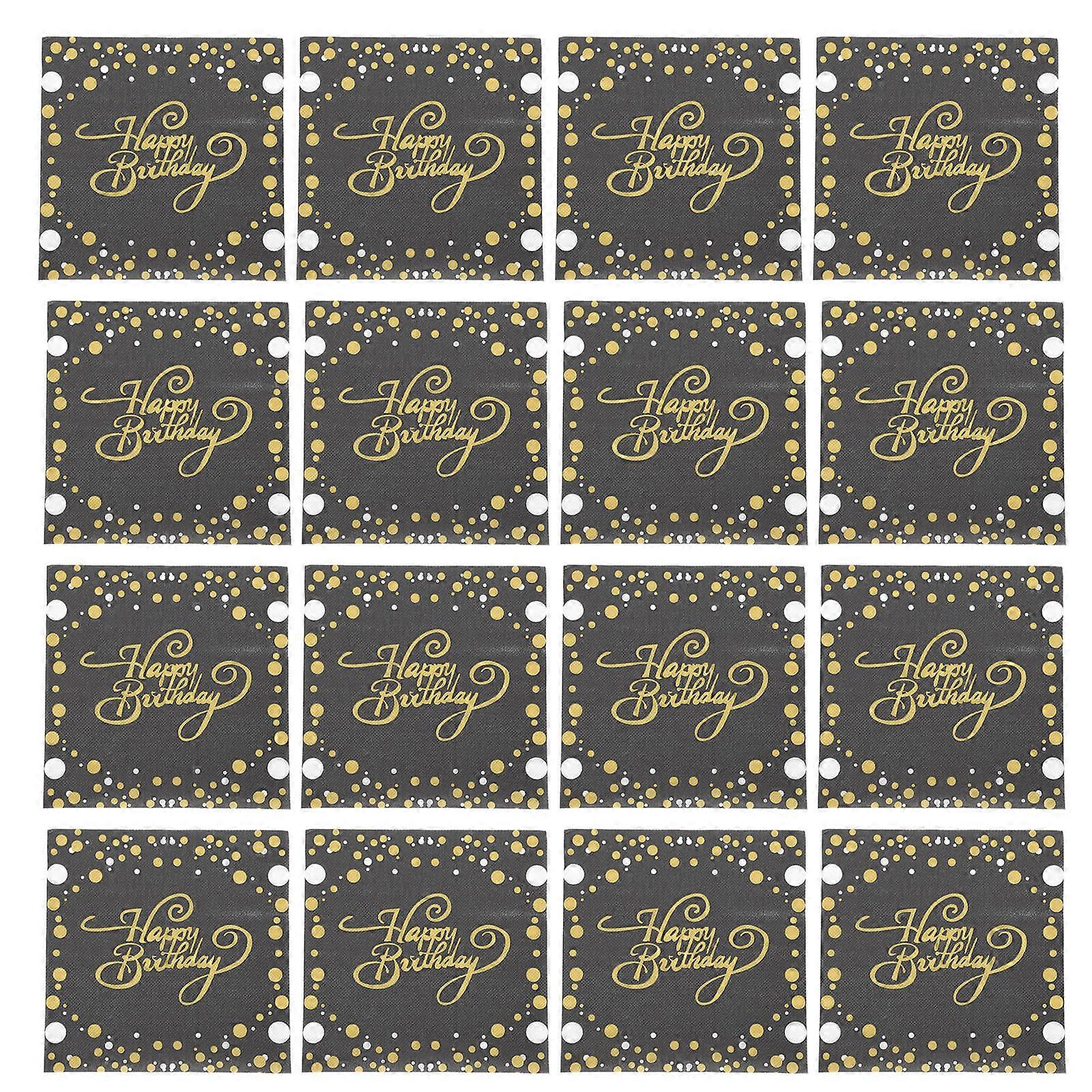 100Pcs Creative Dot Printed Pattern Napkins for Birthday Party (Black)