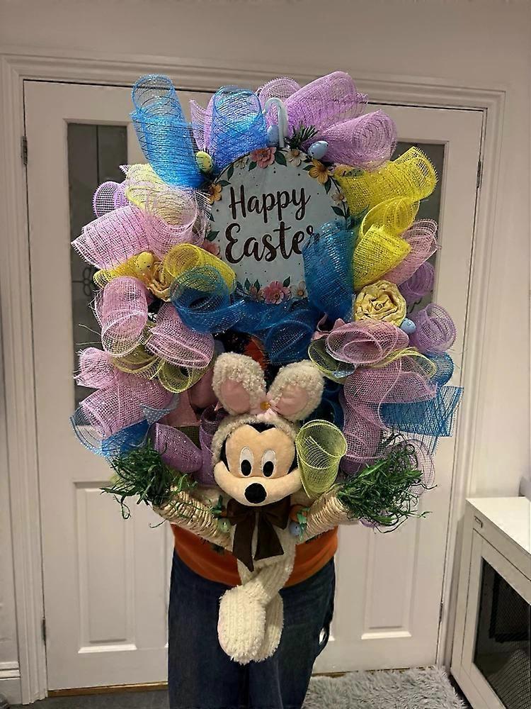 Mickey Mouse Easter Wreath Spring Wreath Front Door Decor